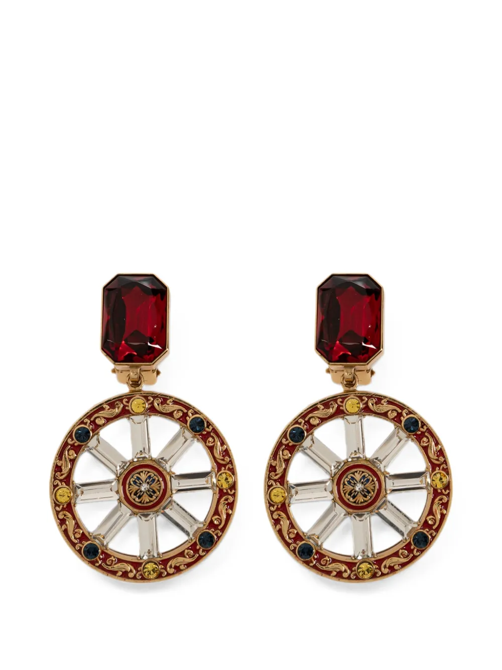 Dolce & Gabbana crystal-embellished wheel earrings - Oro
