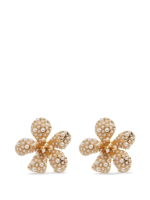 Self-Portrait floral-motif faux-pearl earrings
