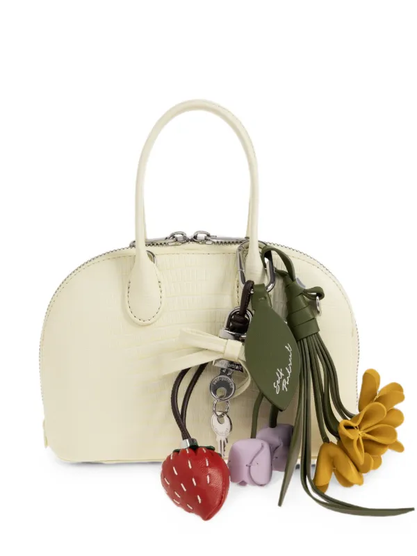 Self-Portrait Lizard-effect Bowling Mini Bag in Yellow