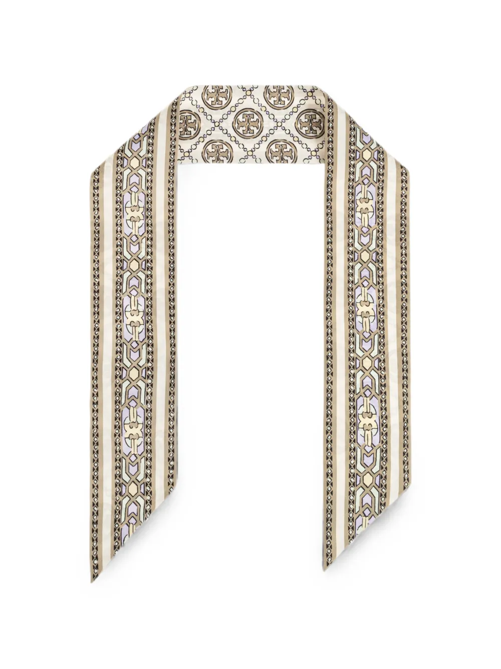 Tory Burch T monogram silk scarf - Toni neutri