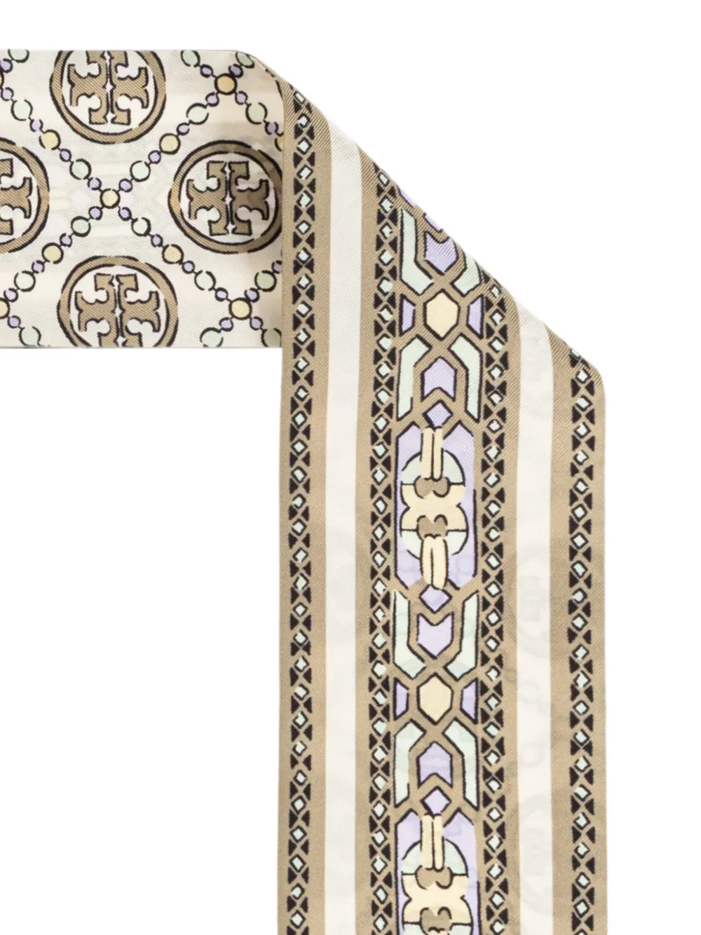 Tory Burch Zijden sjaal met T monogram Beige