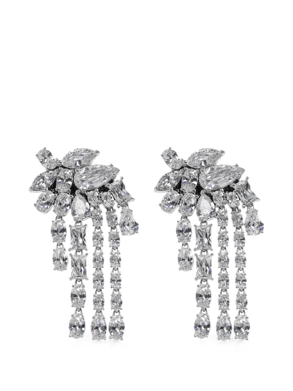 Self-Portrait crystal-embellished drop earrings - Argento