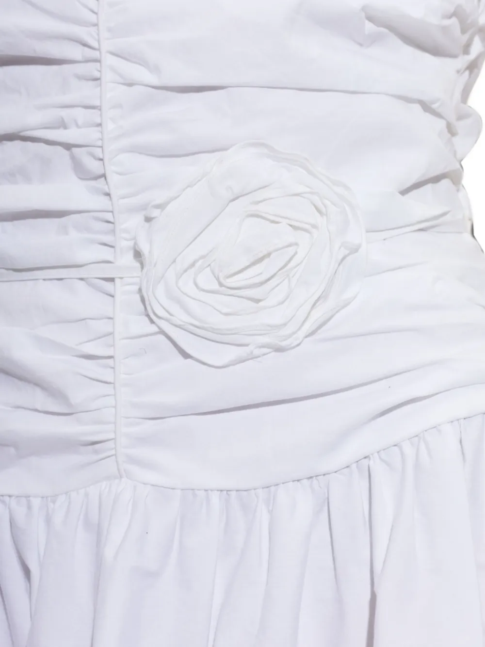 ROTATE BIRGER CHRISTENSEN Midi-jurk met ruches en bloemen-detail Wit