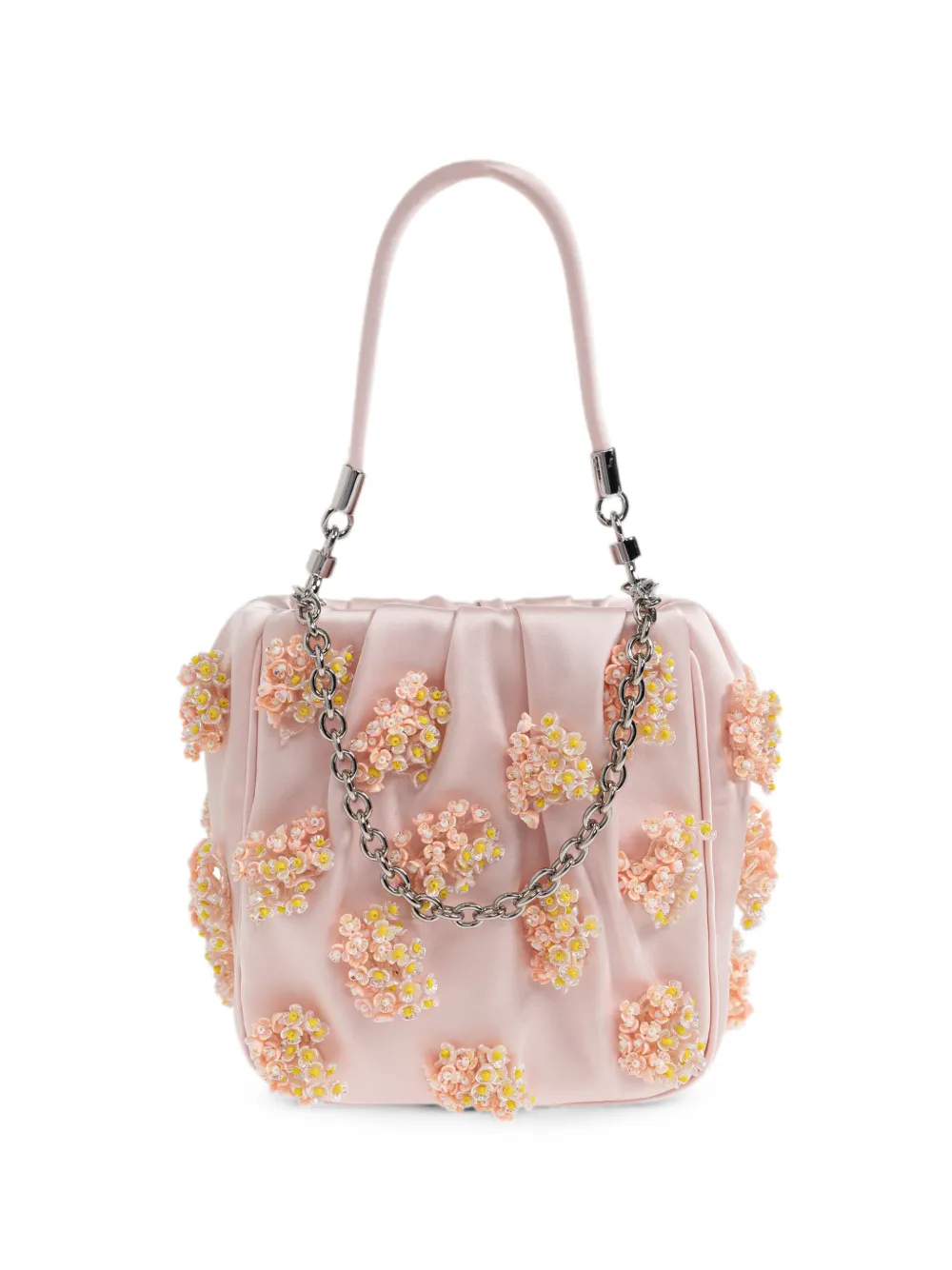 Self-Portrait floral-appliqué ruched tote bag - Rosa