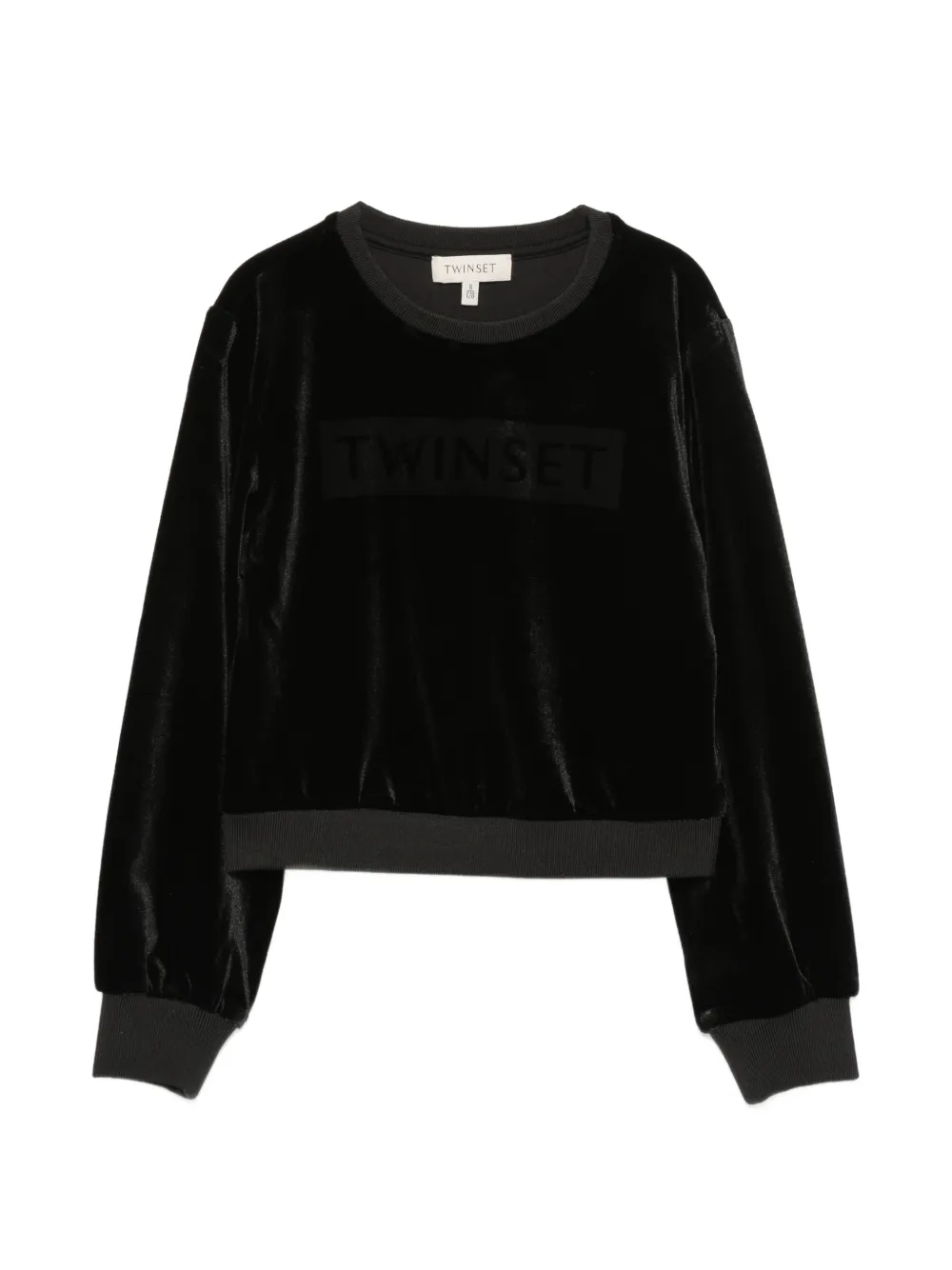 TWINSET Kids logo-print velvet sweatshirt - Nero