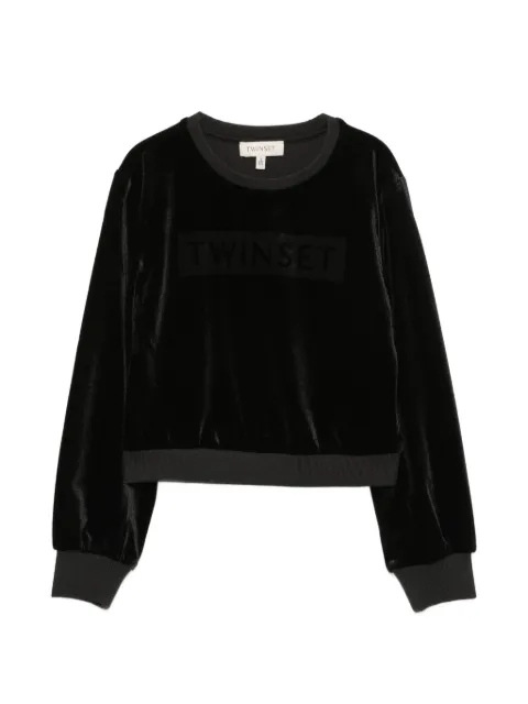 TWINSET Kids Agasalho de veludo com estampa de logo