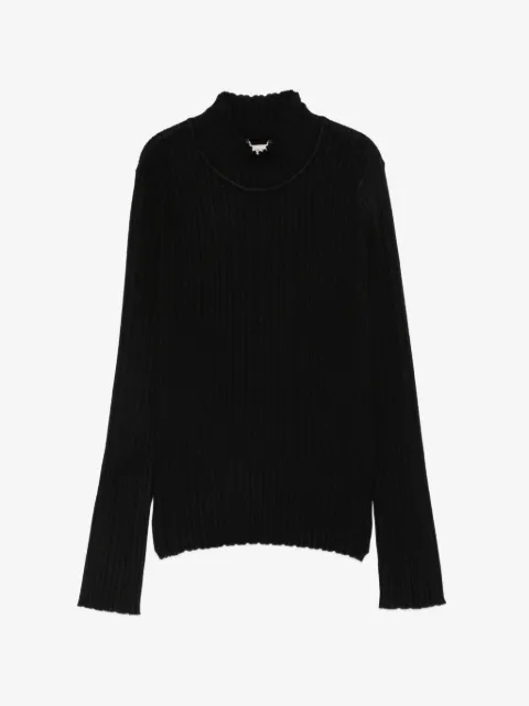 TWINSET Kids suéter tejido de canalé con cuello alto
