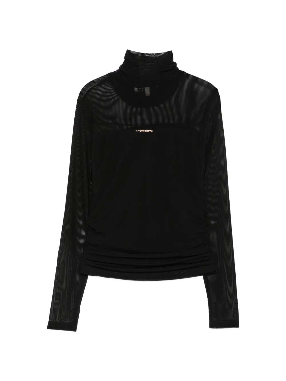 TWINSET Kids ruched mesh top Zwart