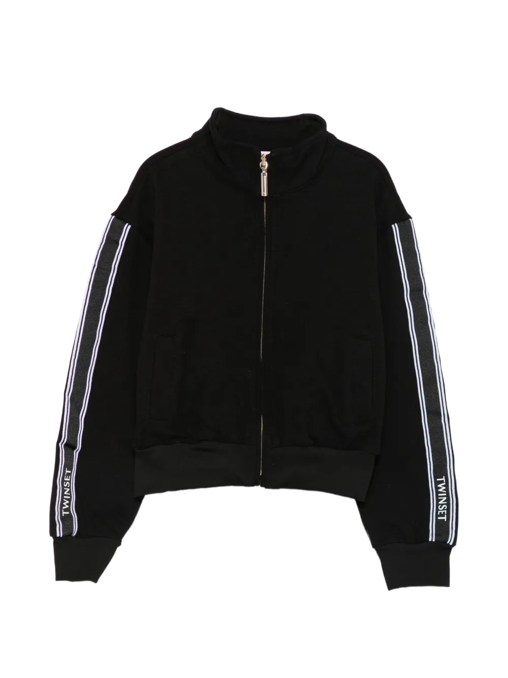 TWINSET Kids logo-tape zip-up sweater - Nero