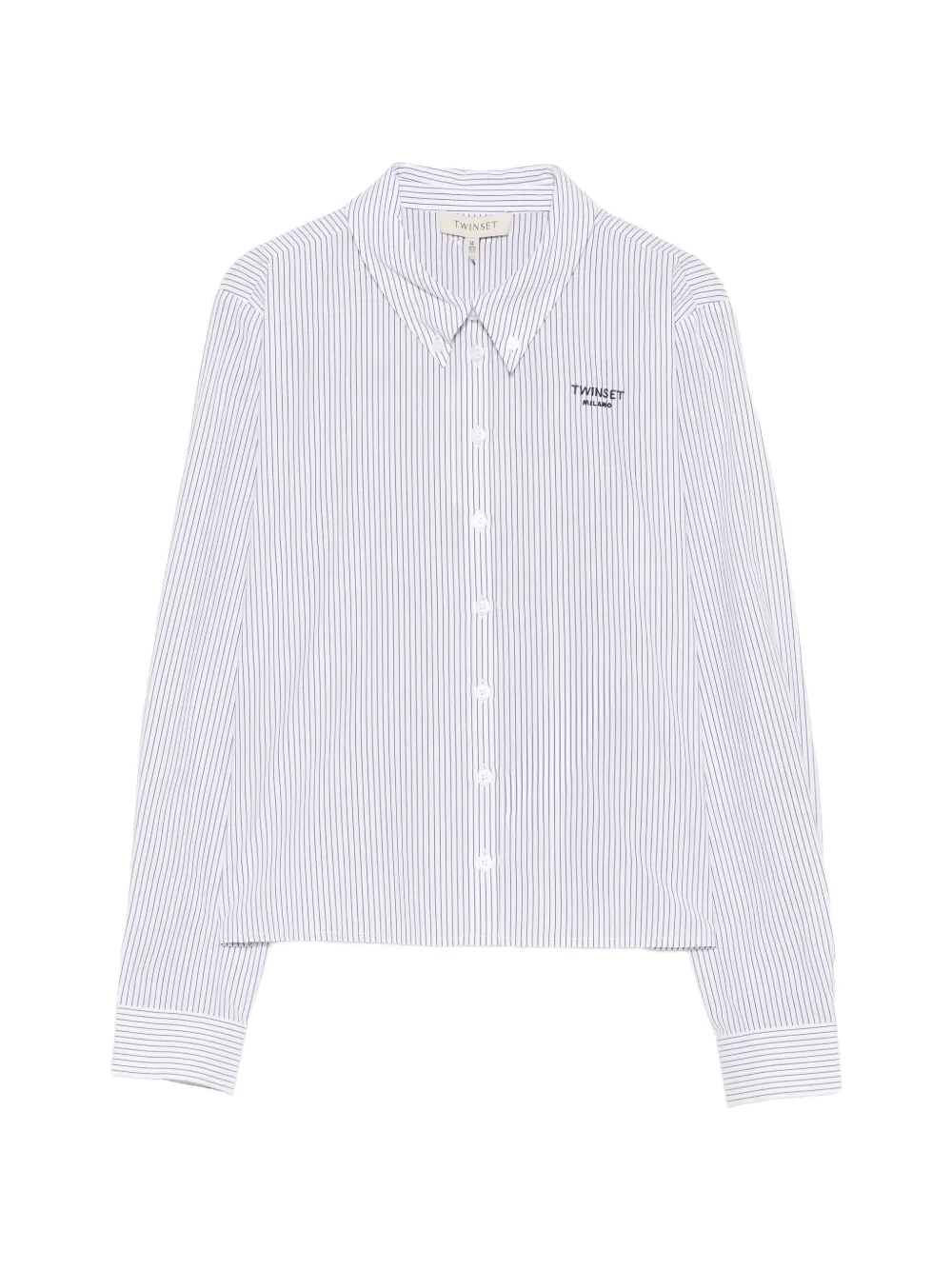 TWINSET Kids vertical-stripe logo-embroidered shirt - Bianco