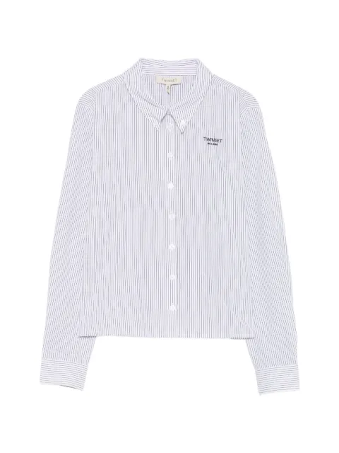 TWINSET Kids vertical-stripe logo-embroidered shirt