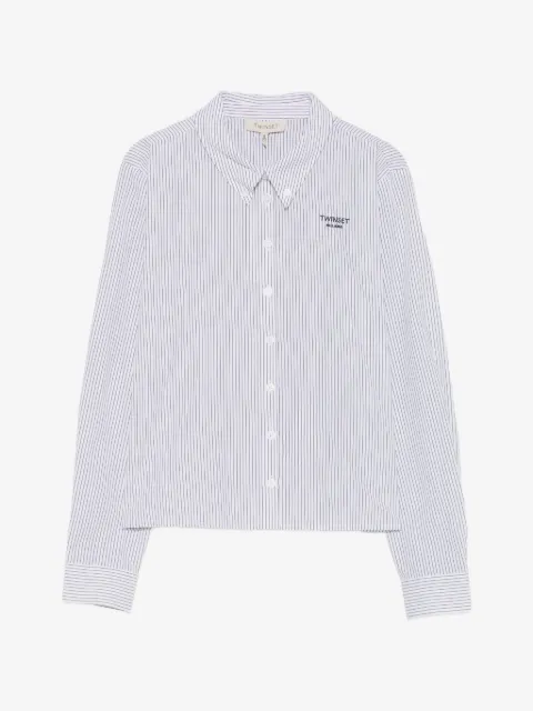 TWINSET Kids vertical-stripe logo-embroidered shirt
