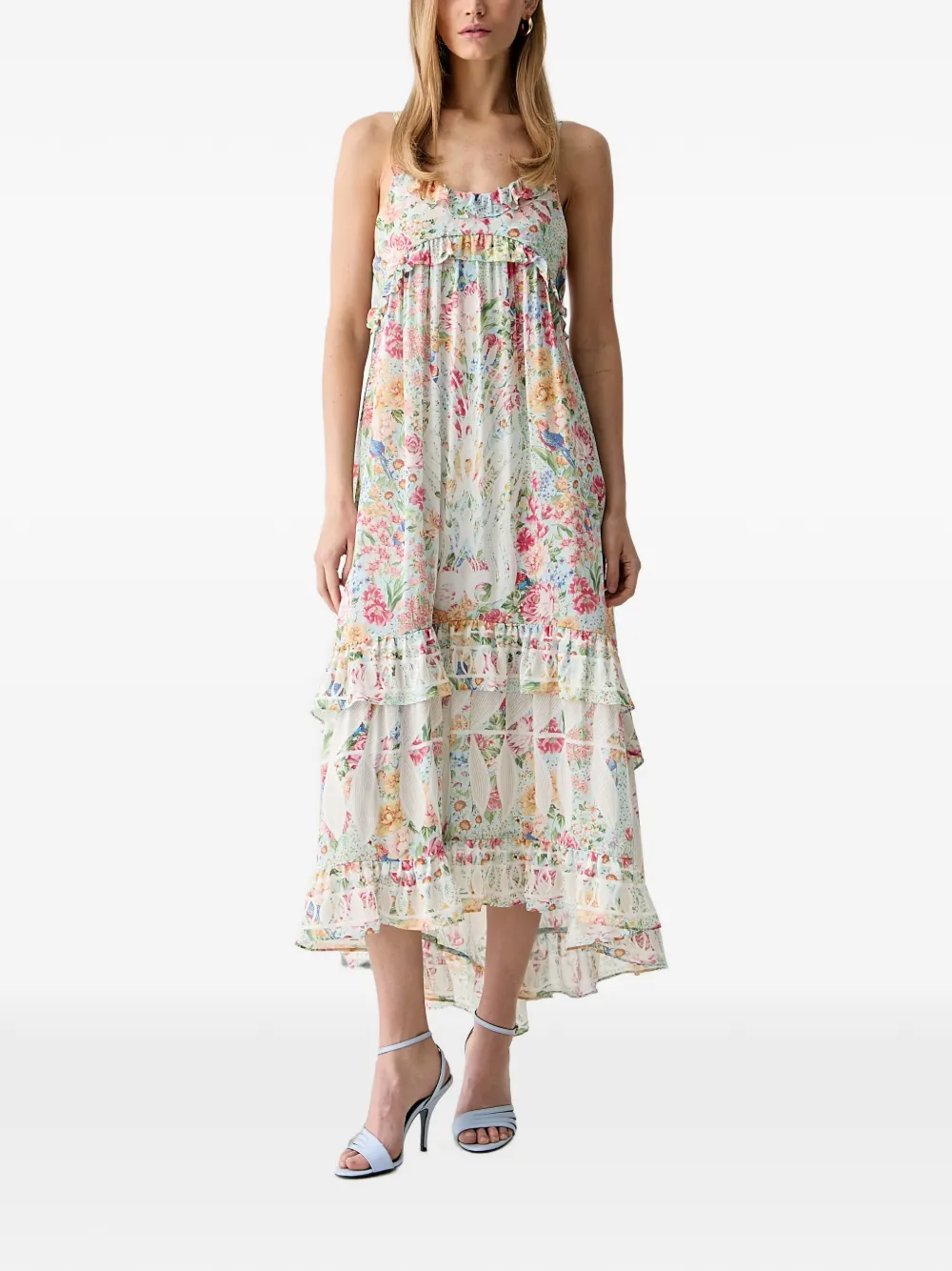 FARM Rio Rendeira floral-print ruffled maxi dress - Toni neutri
