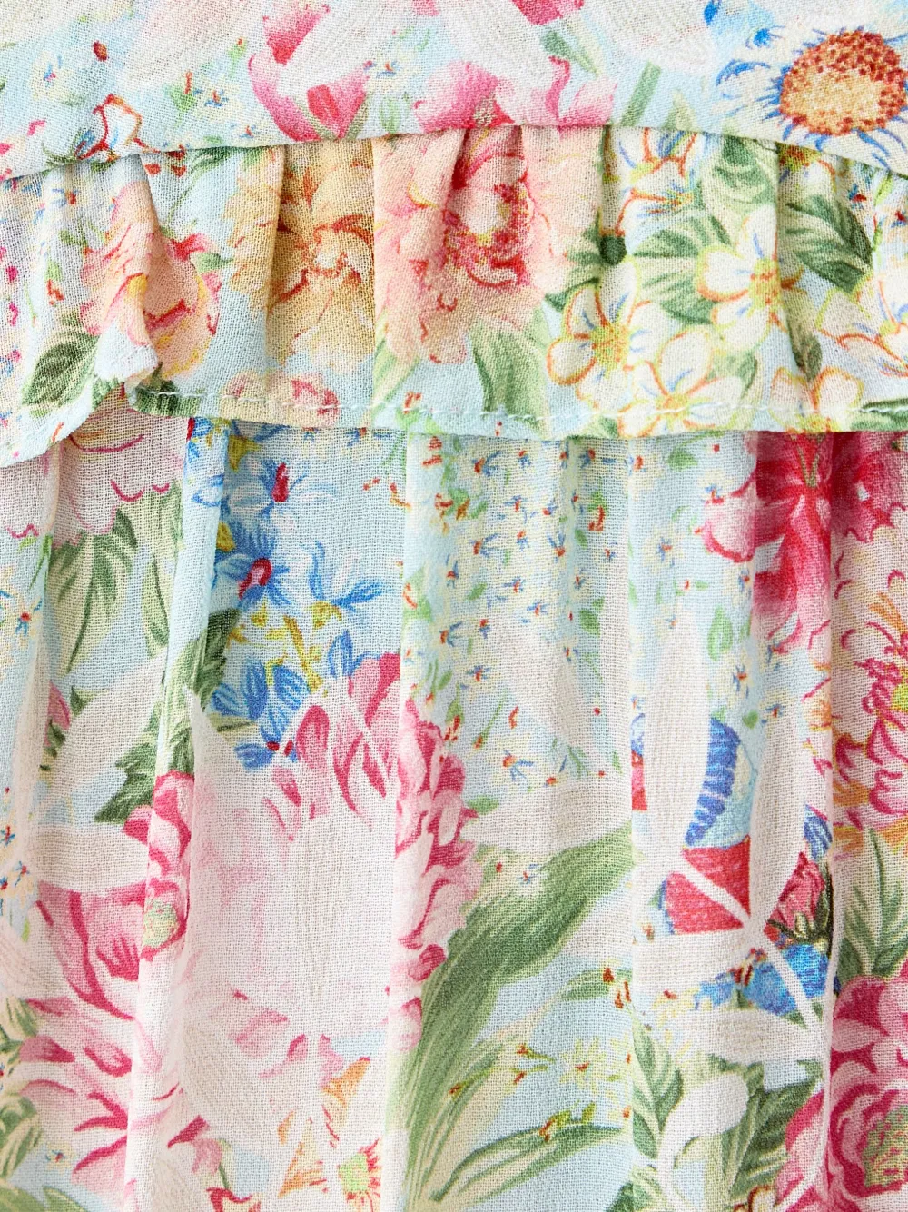 FARM Rio Rendeira maxi-jurk met bloemen-print en ruches Beige