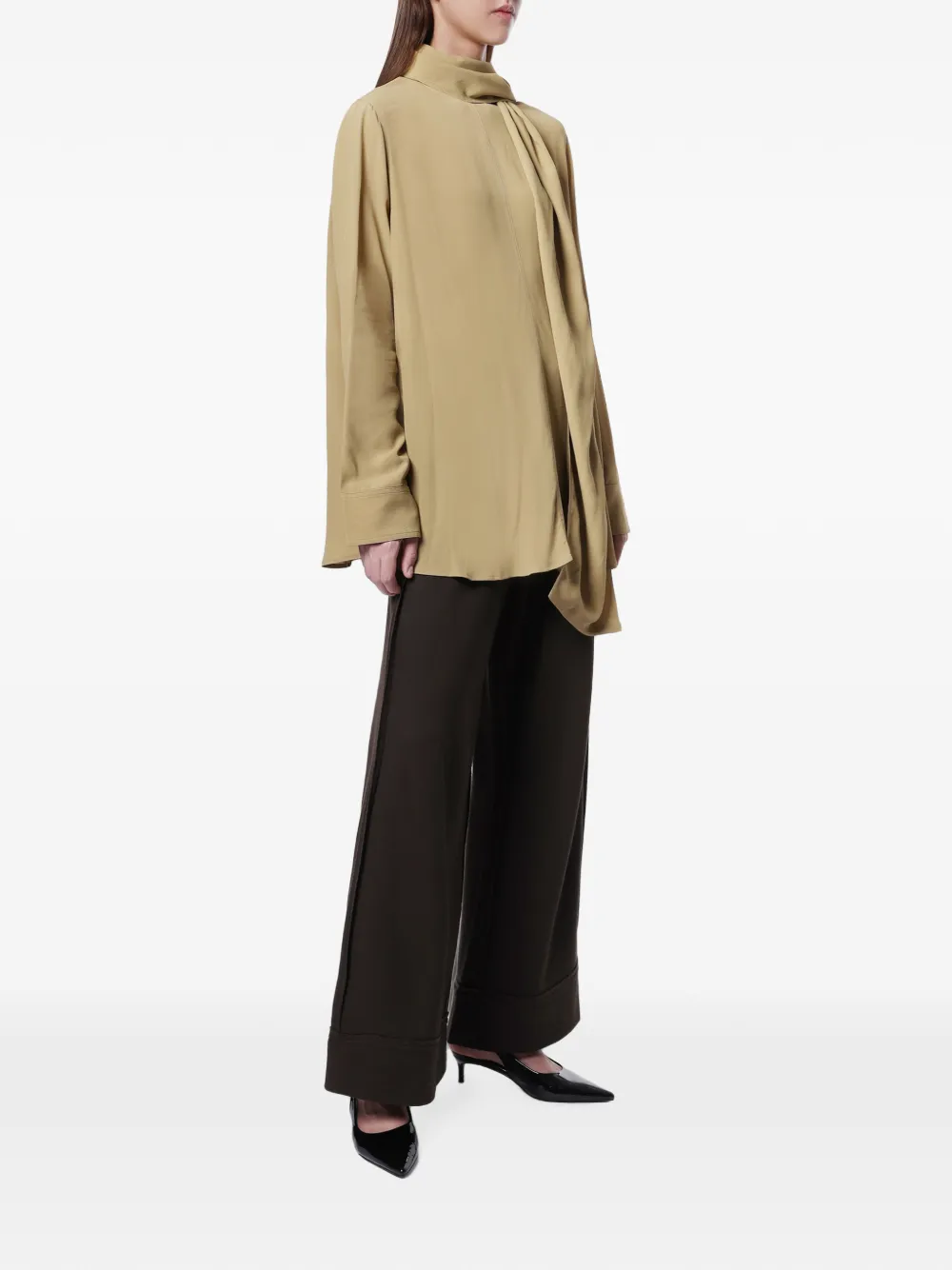 TOTEME Blouse met gedrapeerde sjaal Beige