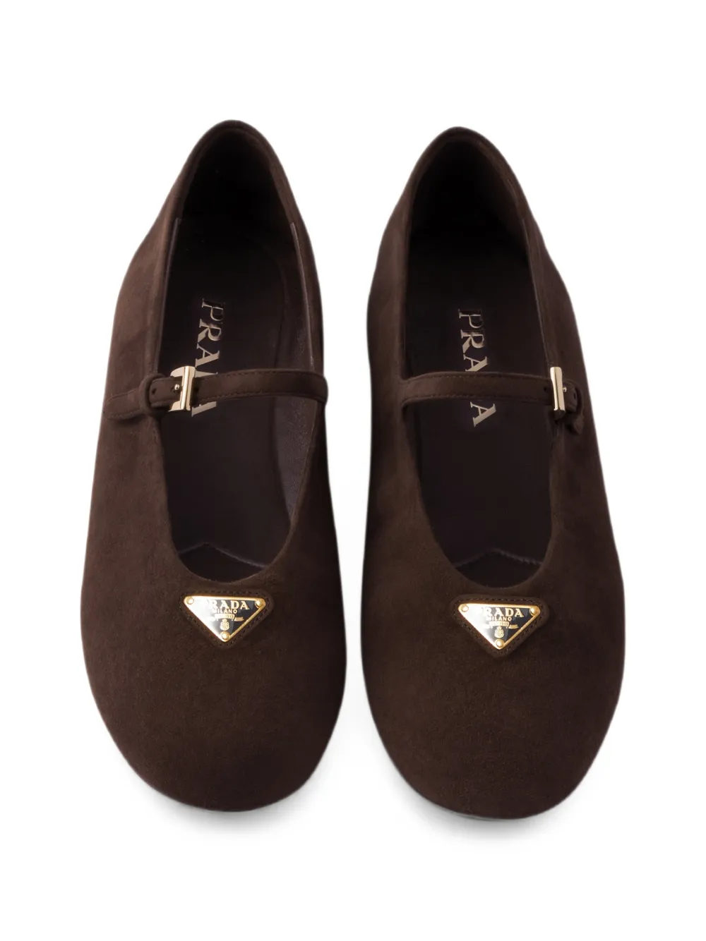 Prada buckle-fastening logo-plaque ballet flats Bruin