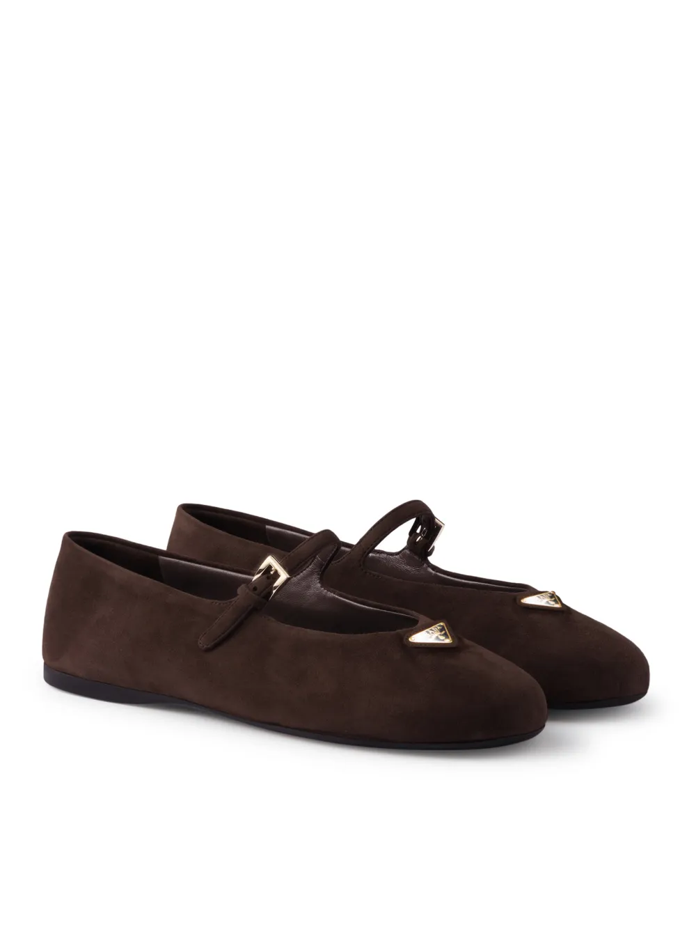Prada buckle-fastening logo-plaque ballet flats Bruin