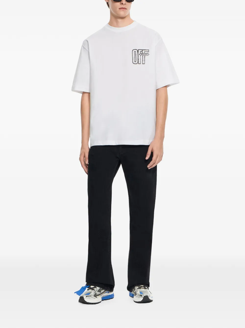 Off-White T-shirt met ronde hals Wit