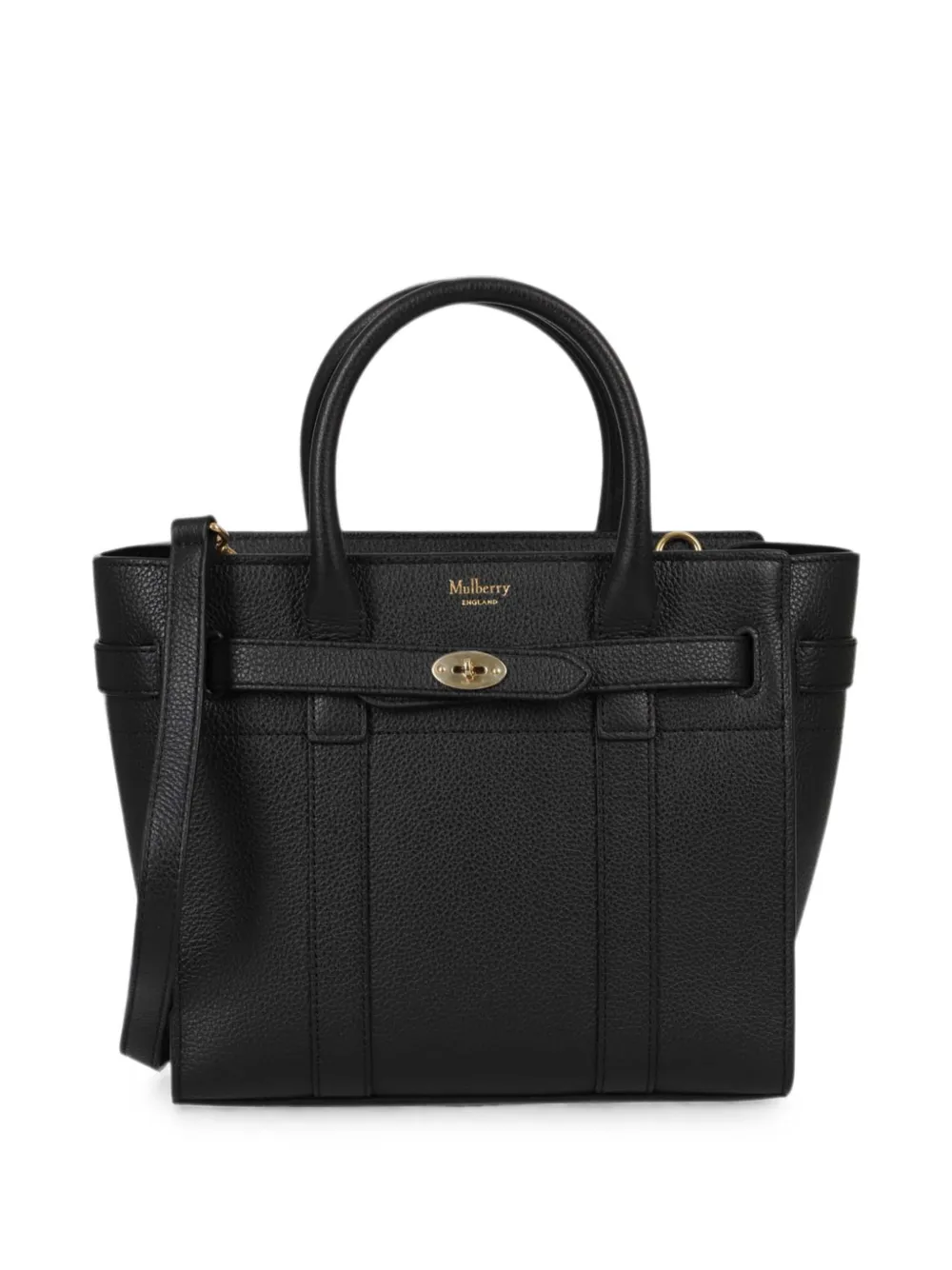 Mulberry mini Zipped Bayswater grained tote bag - Black