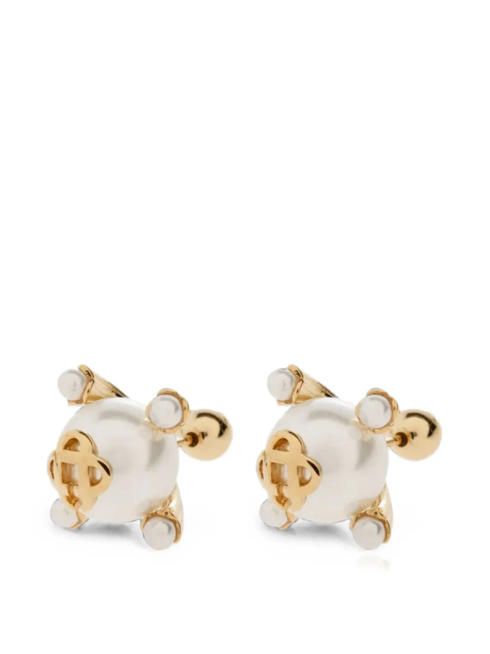 Casablanca Lotus-plaque earrings - Gold