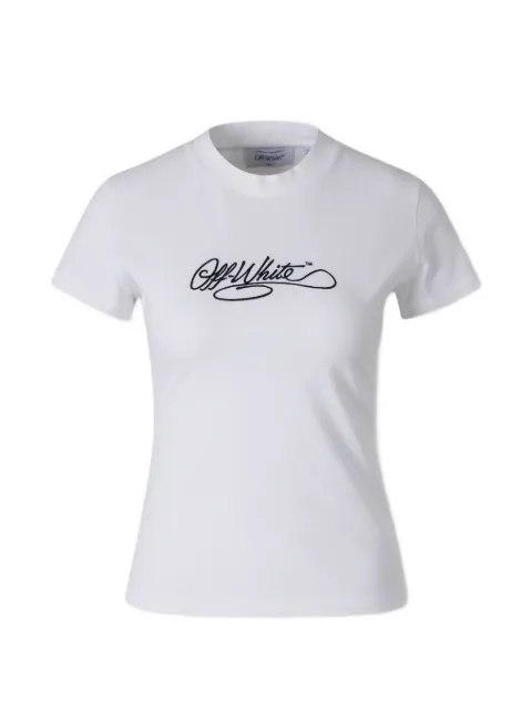 Off-White logo-embroidered cotton T-shirt
