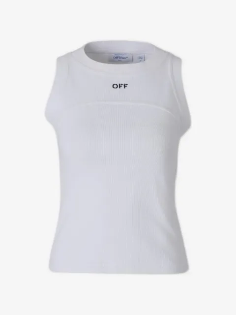 Off-White logo-print ribbed top