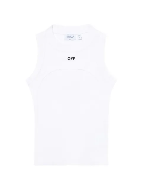 Off-White top tejido de canalé con logo estampado