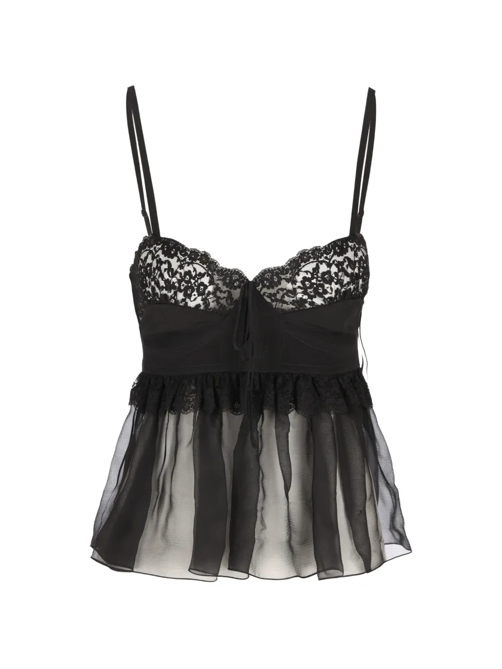 Chloé lace-trim silk-chiffon top - Schwarz