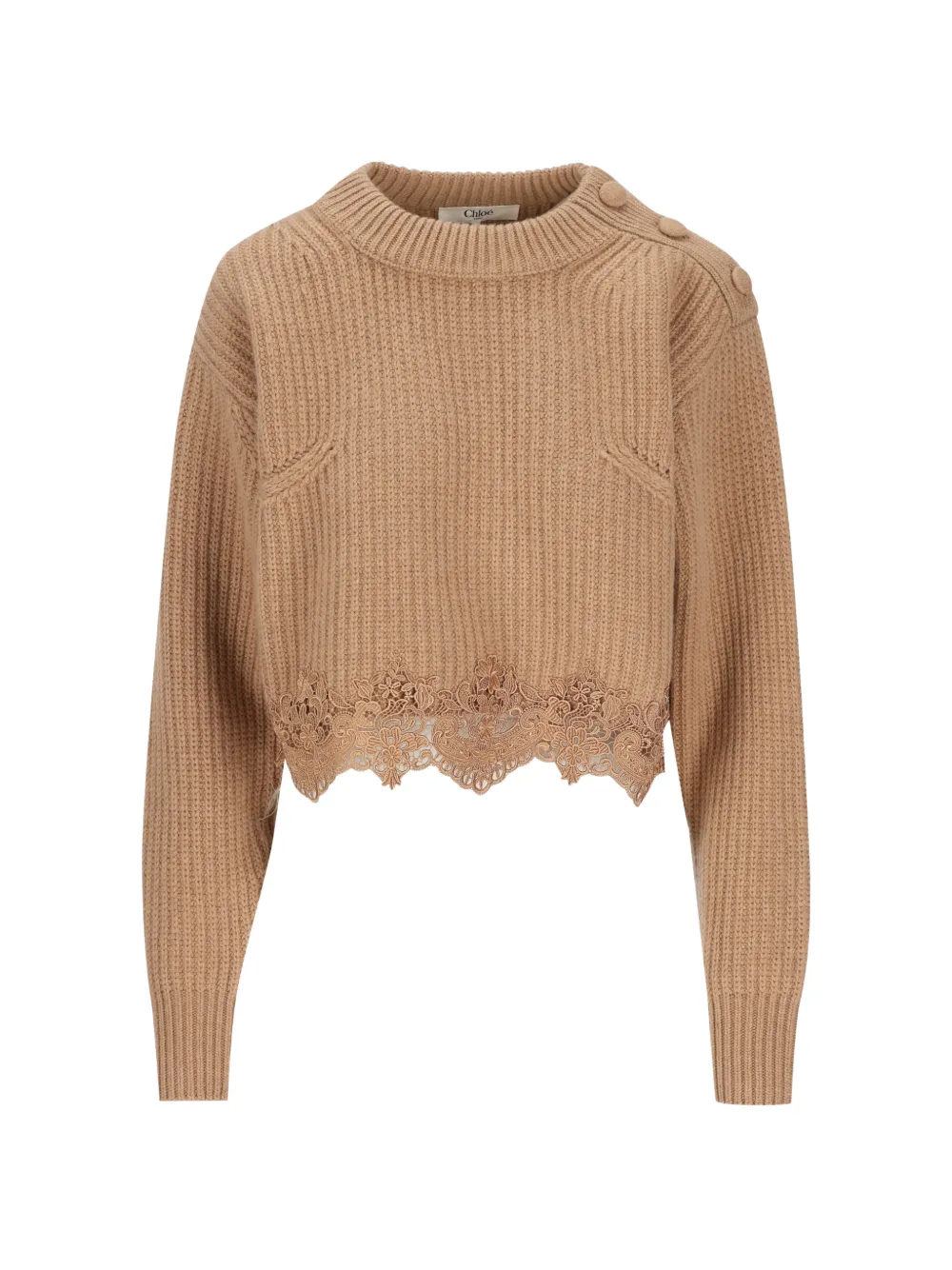 Chloé lace-trim button-detail sweater - Toni neutri