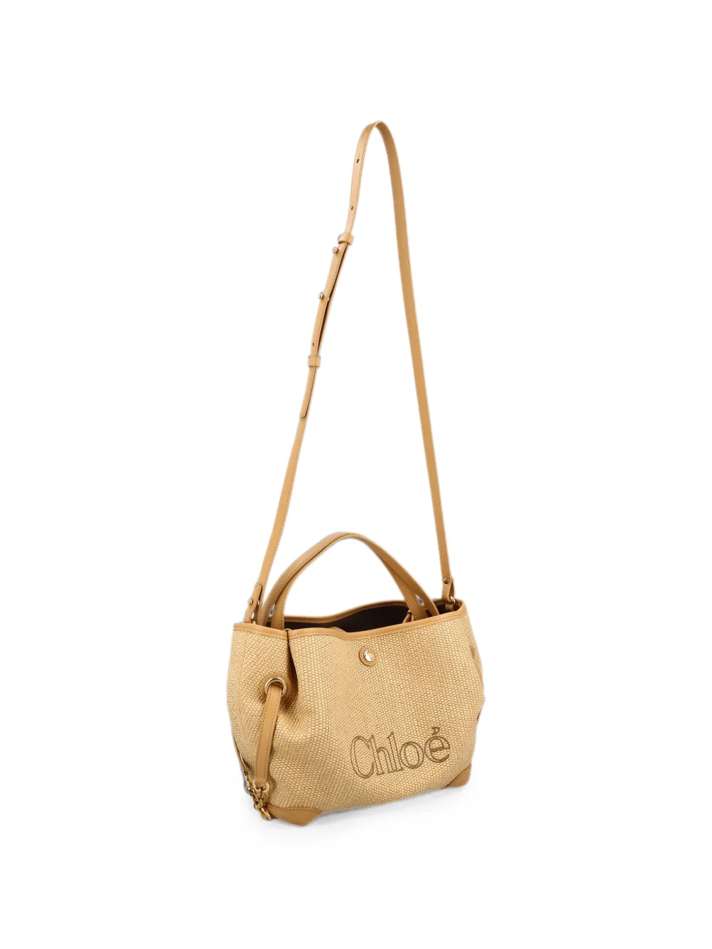 Chloé Kleine Clover shopper met raffia-effect vezels Beige