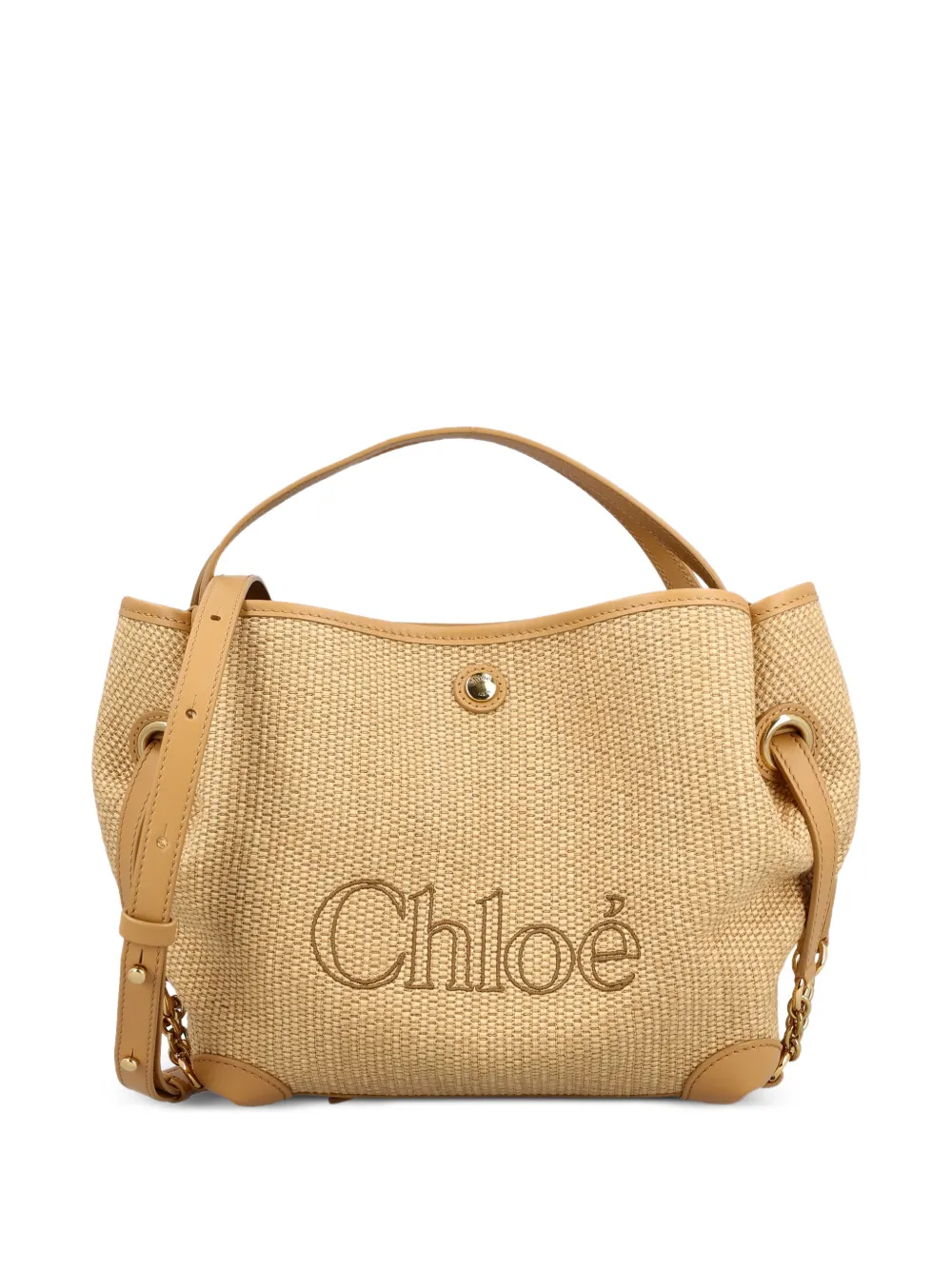 Chloé small Clover logo-embroidered leather-trim shoulder bag - Toni neutri