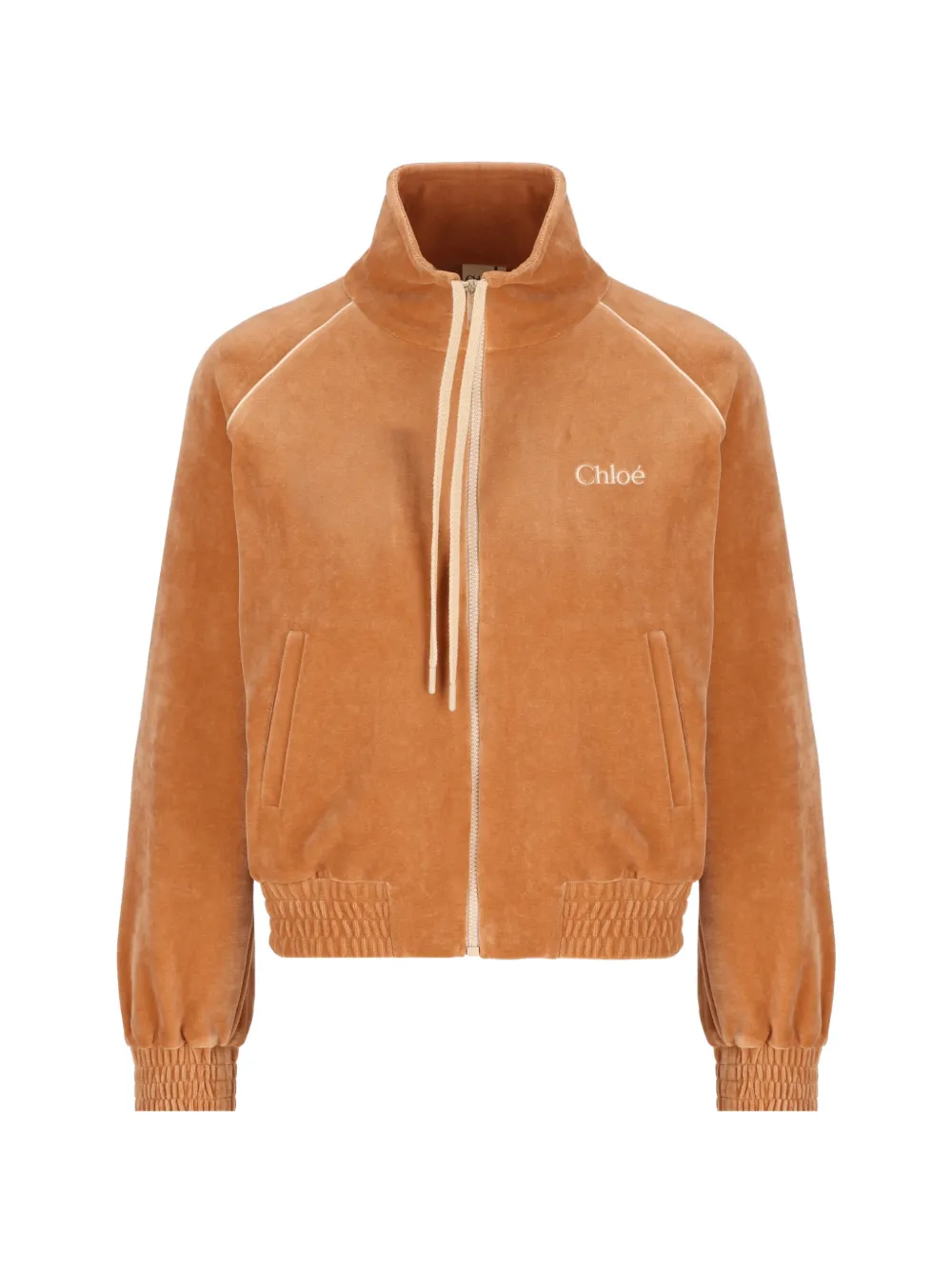Chloé logo-embroidered velvet sweater - Arancione
