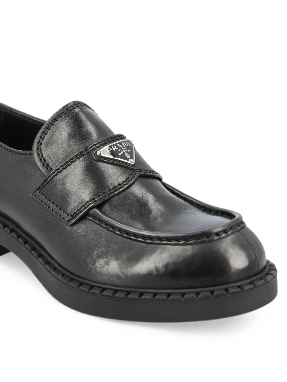 Prada Chocolate square-toe loafers Zwart