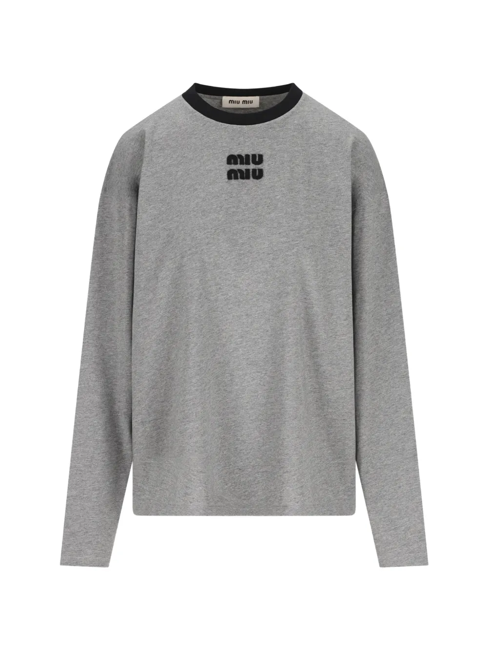 Miu Miu logo-patch long-sleeve sweater - Grau