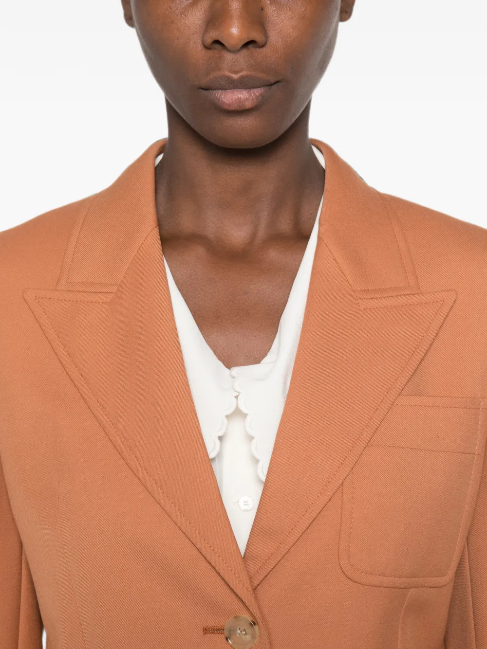 Chloé Wollen gabardine blazer met enkele rij knopen Oranje