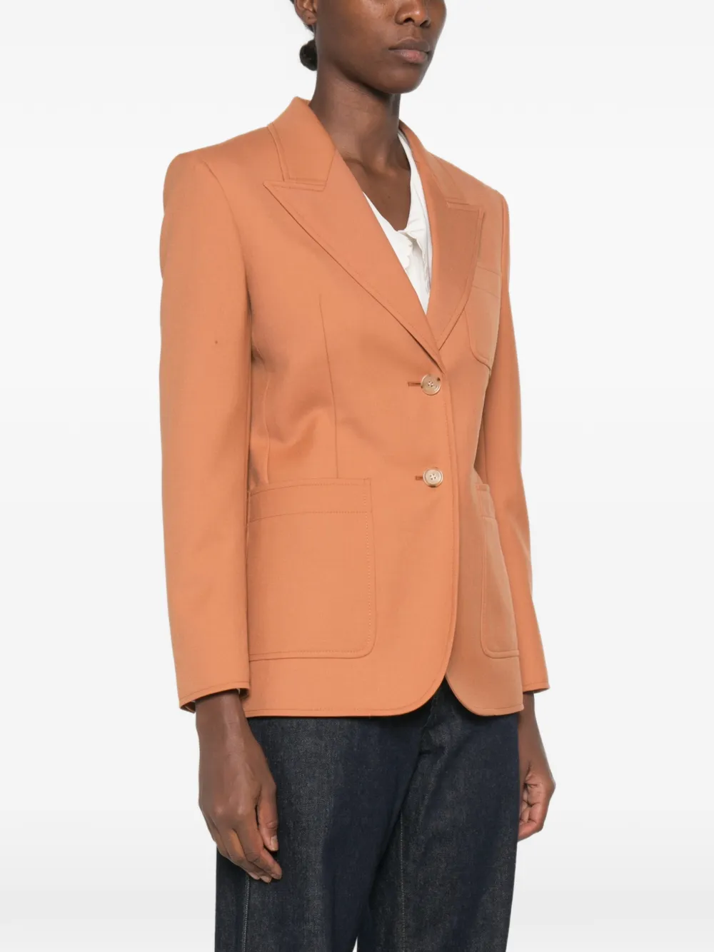 Chloé Wollen gabardine blazer met enkele rij knopen Oranje