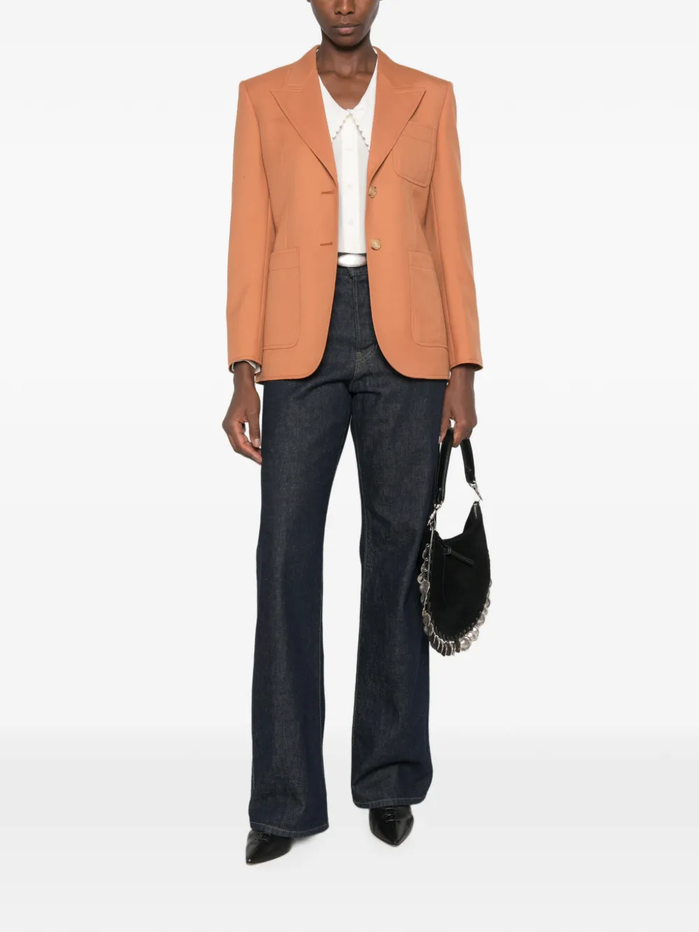 Chloé Wollen gabardine blazer met enkele rij knopen Oranje