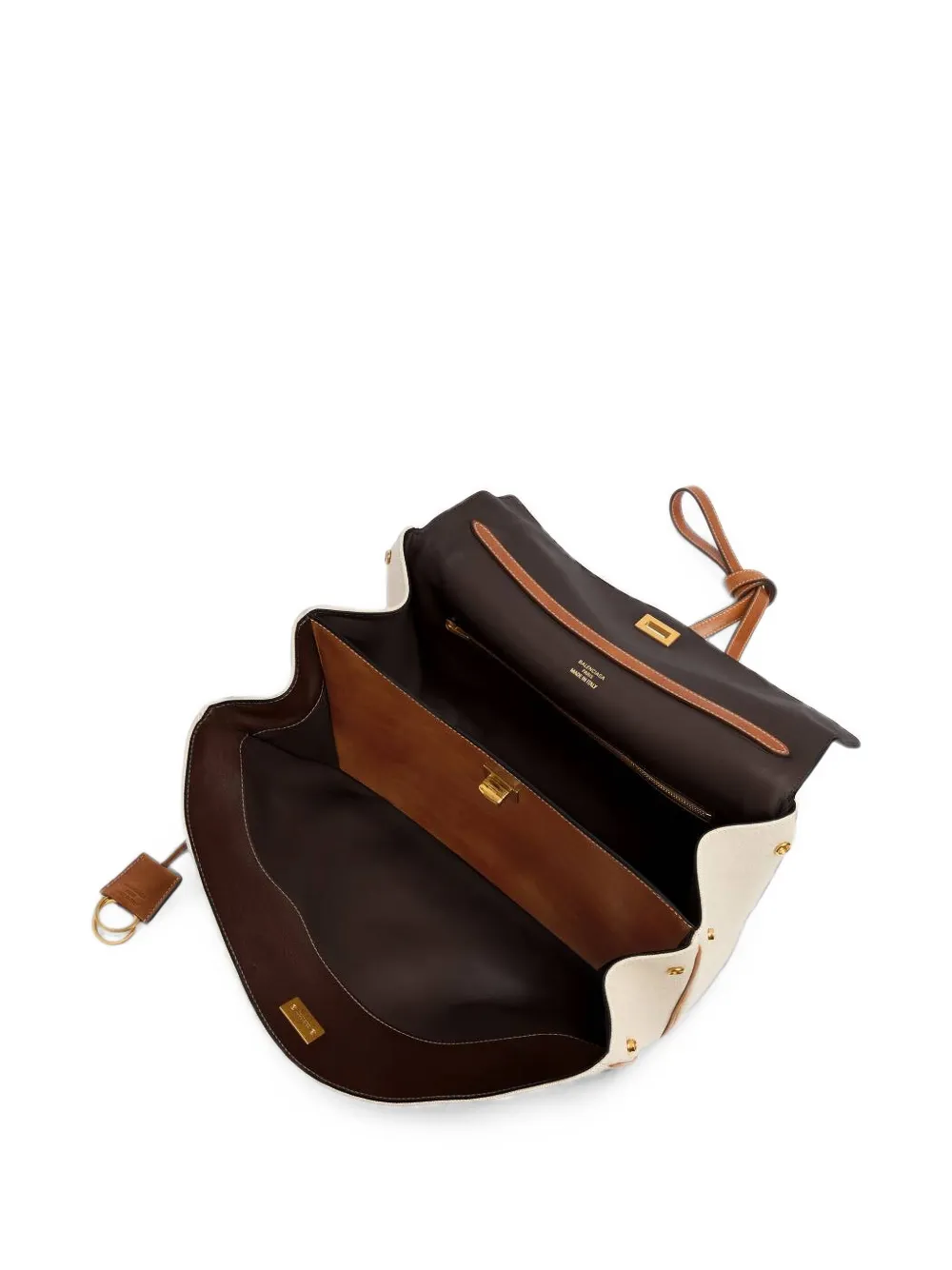 Balenciaga Medium Rodeo canvas handtas met draaislotsluiting Beige