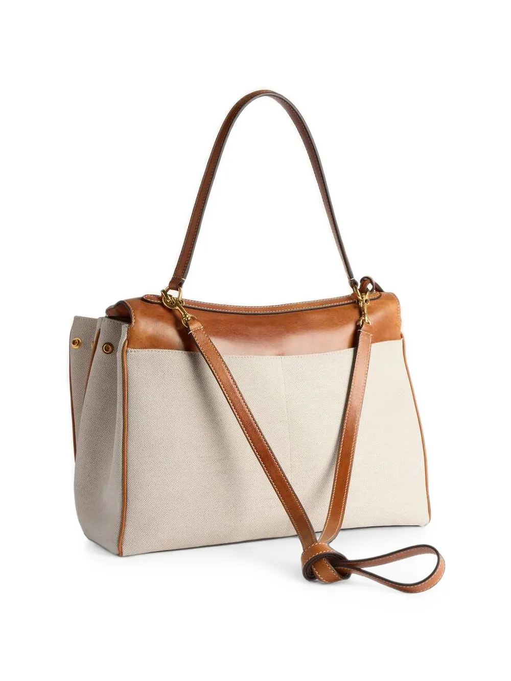 Balenciaga Medium Rodeo canvas handtas met draaislotsluiting Beige