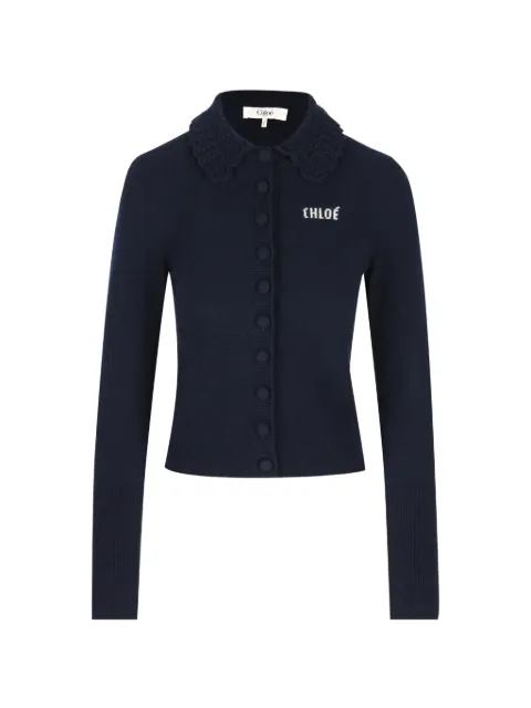 Chloé crochet-collar logo-embroidered cardigan