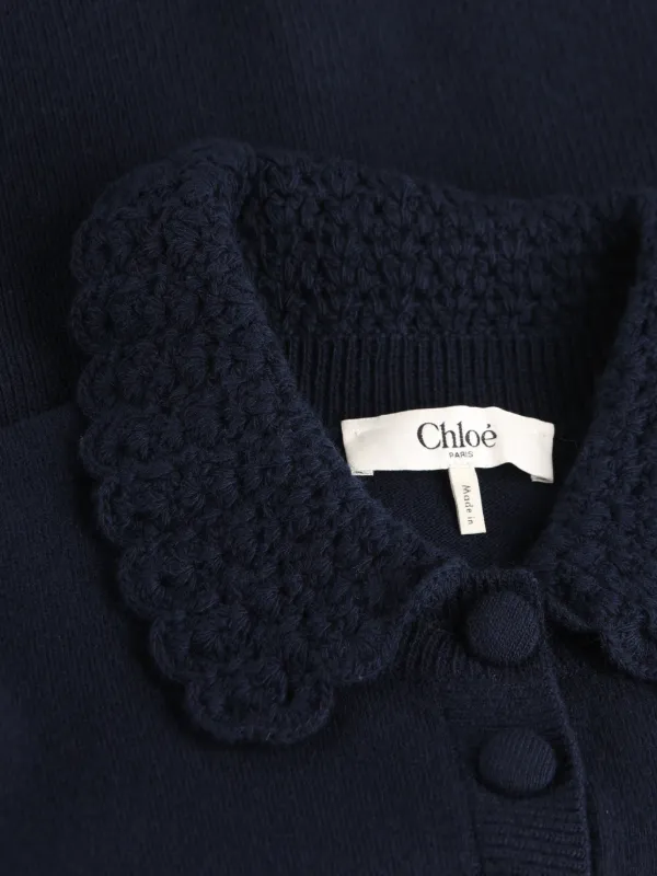 Chloé Fitted Logo Cardigan In a Wool Knit | Blue | FARFETCH