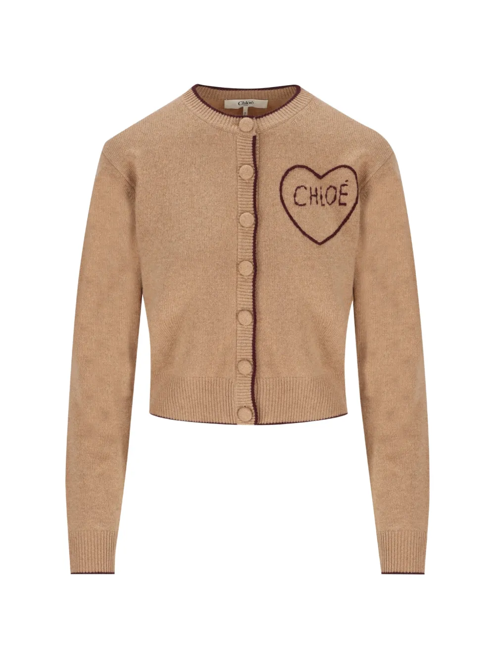 Chloé heart-embroidered logo cardigan - Toni neutri