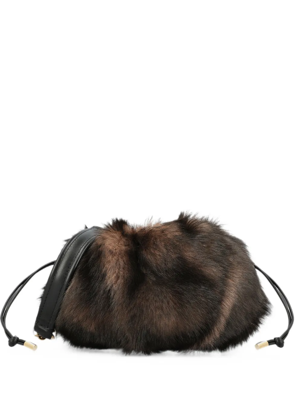 Chloé fur-effect chain-link shoulder bag - Marrone