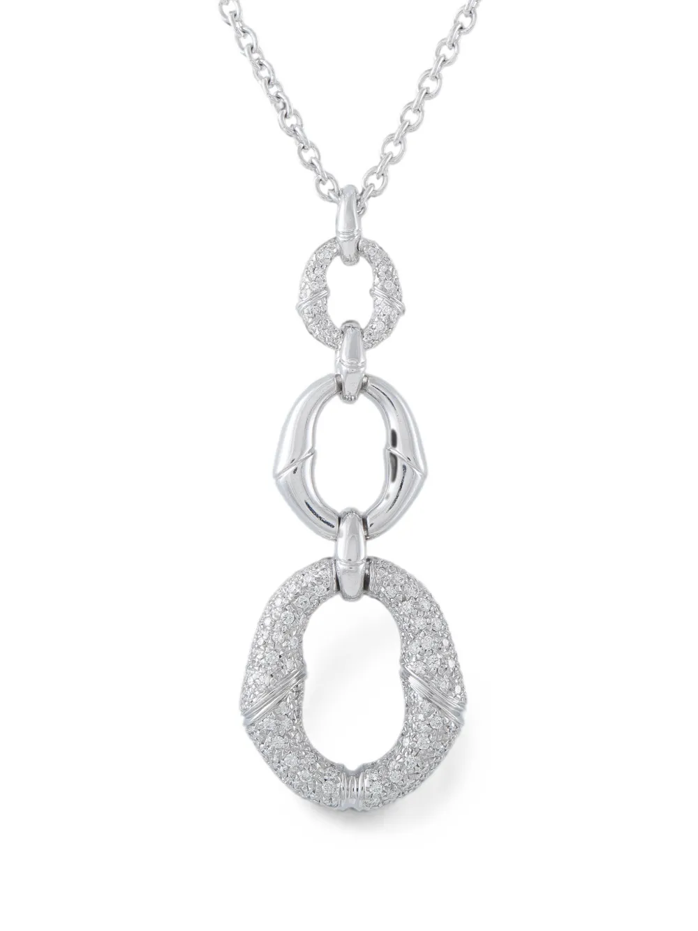 Gucci Pre-Owned Bamboo-pendant diamond necklace - Argento