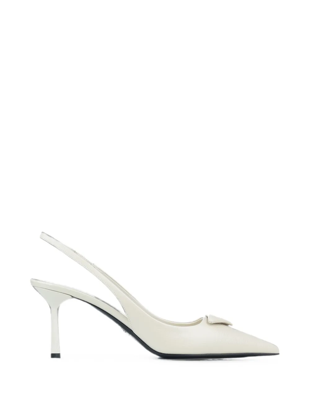 Prada logo-plaque slingback pumps Beige