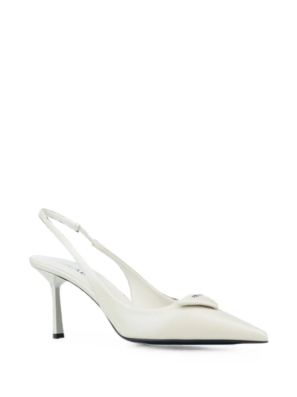 Prada logo-plaque slingback pumps Beige