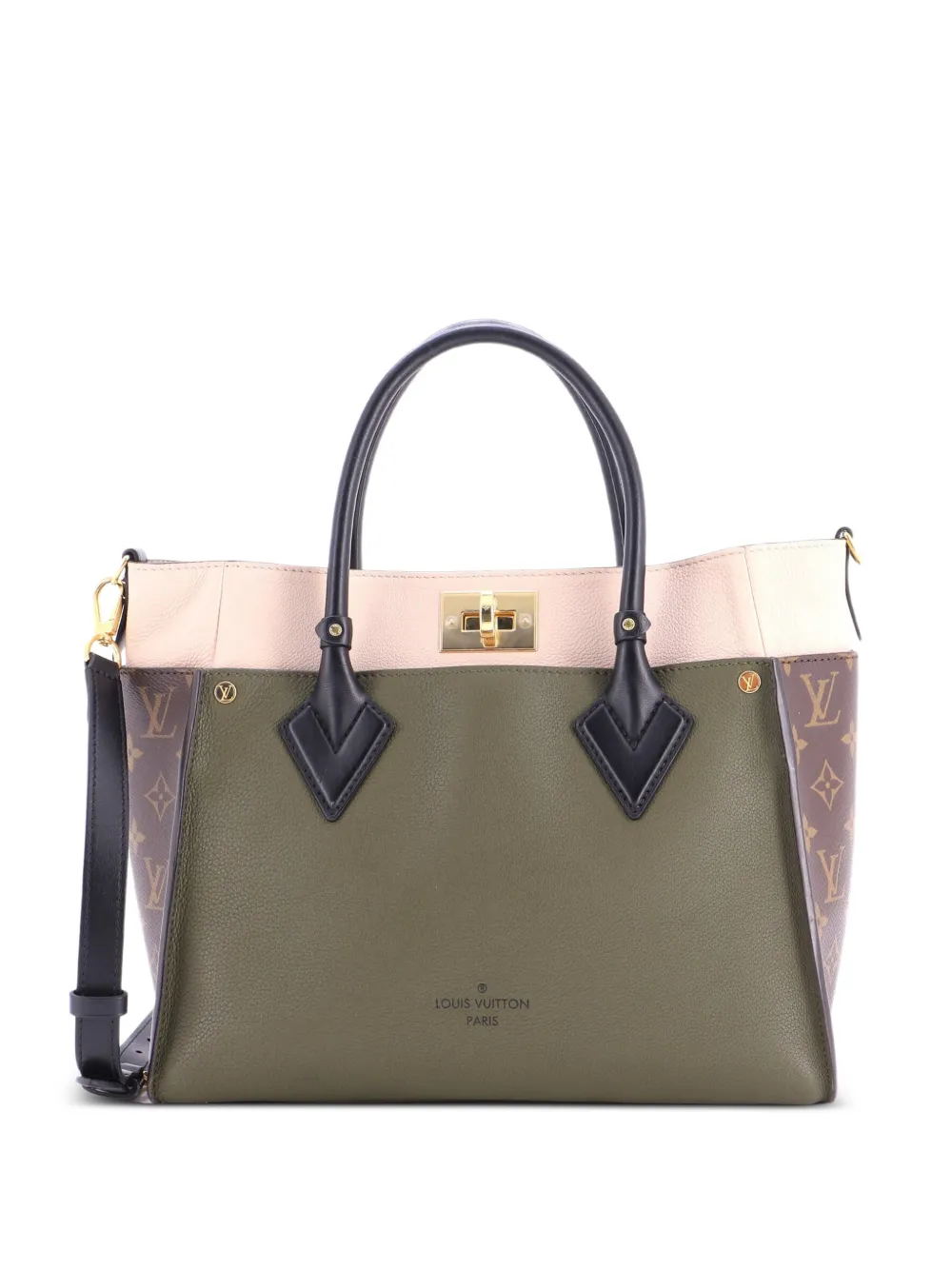 Louis Vuitton Pre-Owned On My Side Leather with Monogram Canvas MM tote bag - Green