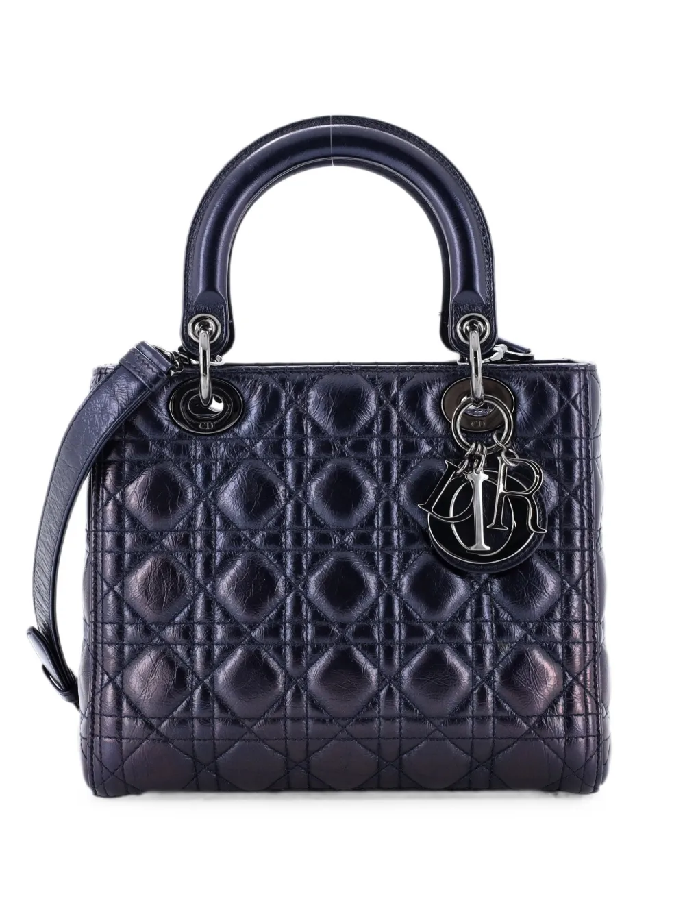 Christian Dior Pre-Owned Borsa a tracolla Lady Dior media in pelle di vitello - Blu