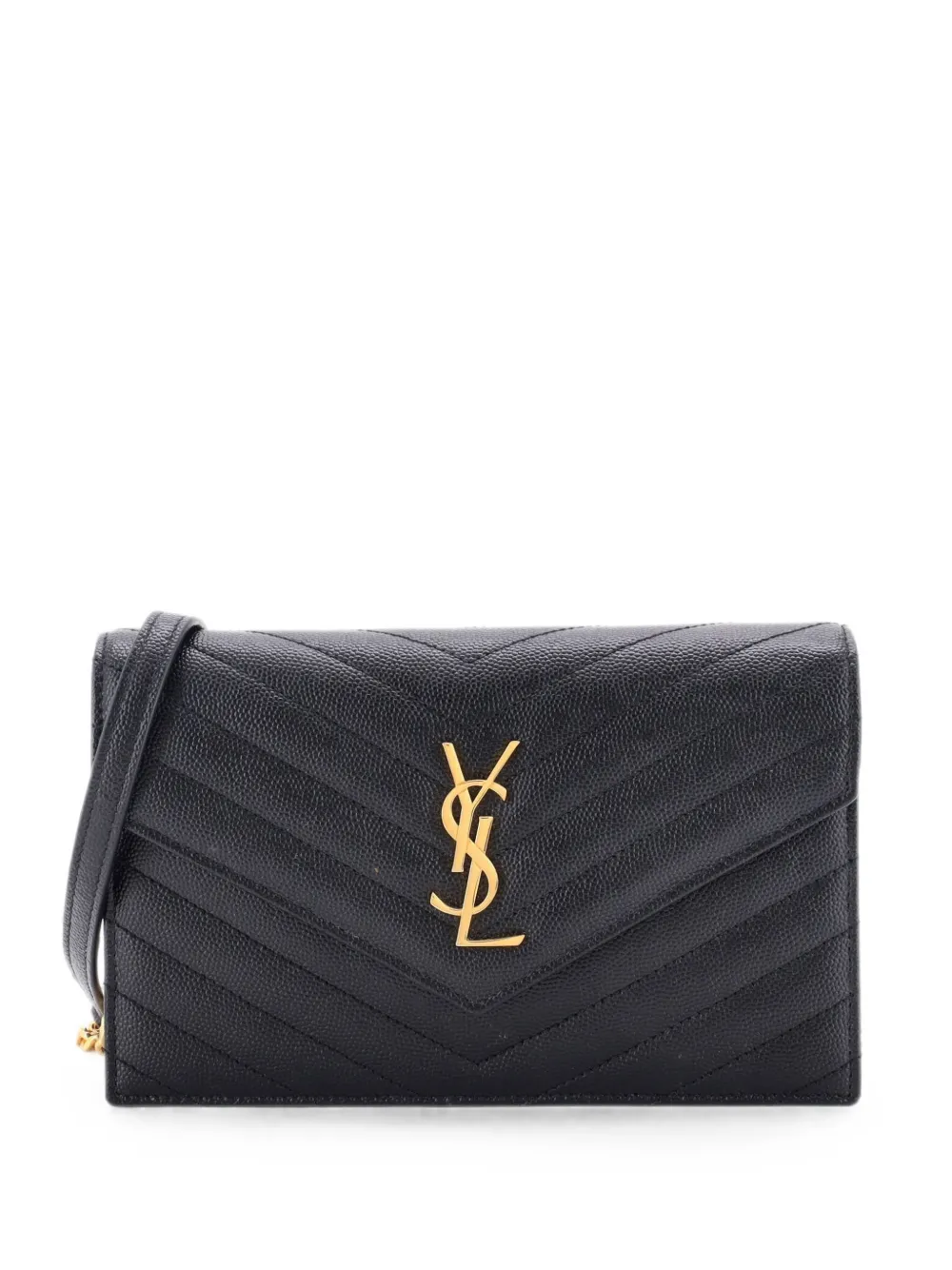 Saint Laurent Pre-Owned Borsa a tracolla Classic Monogram piccola in pelle matelassé con motivo chevron - Nero