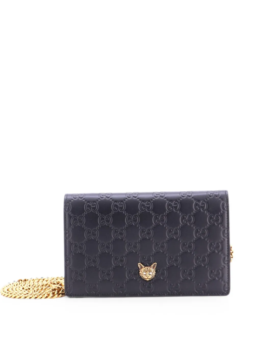 Gucci Pre-Owned Borsa a tracolla Crystal Cat in pelle - Nero